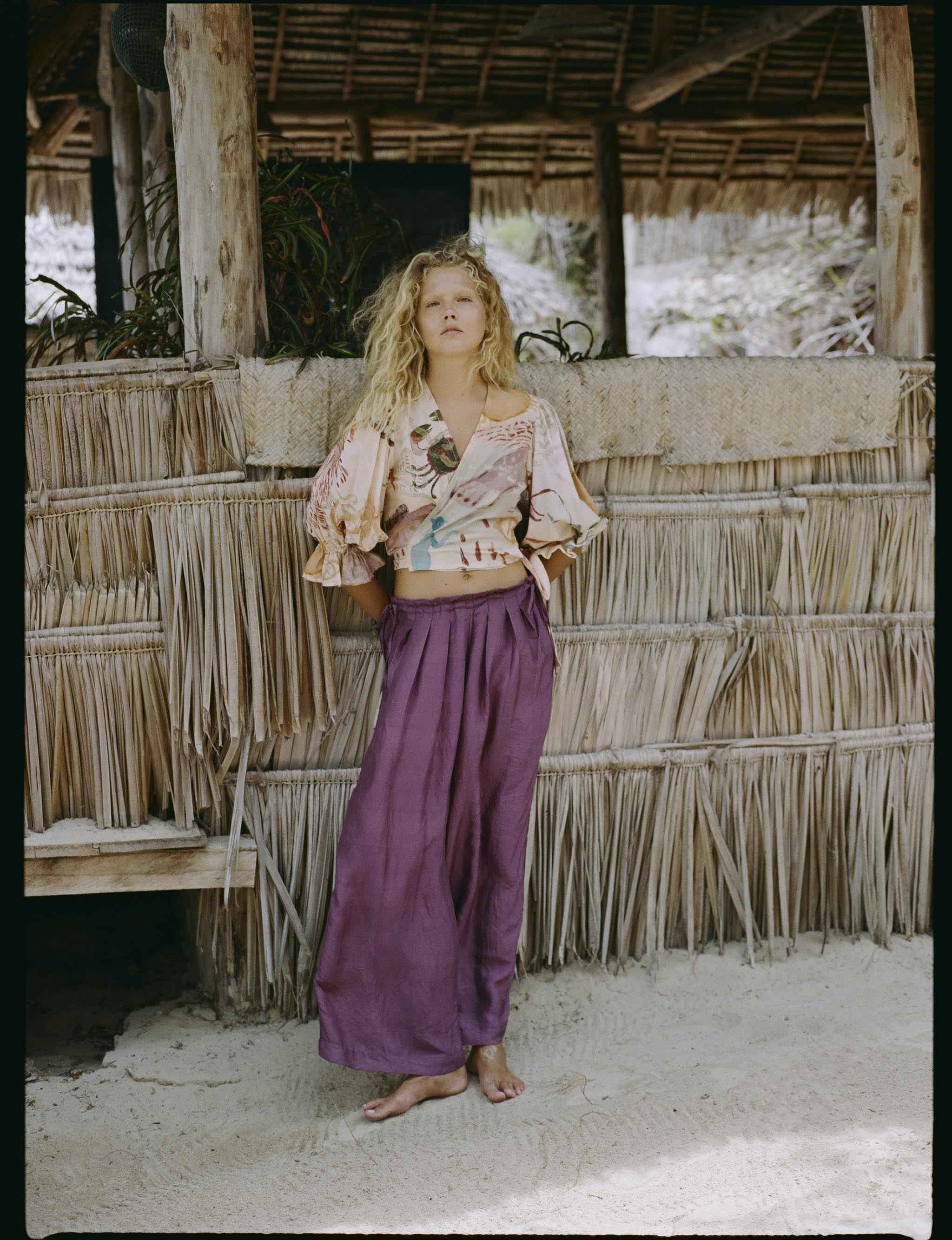 Bag pants - Aubergine silk