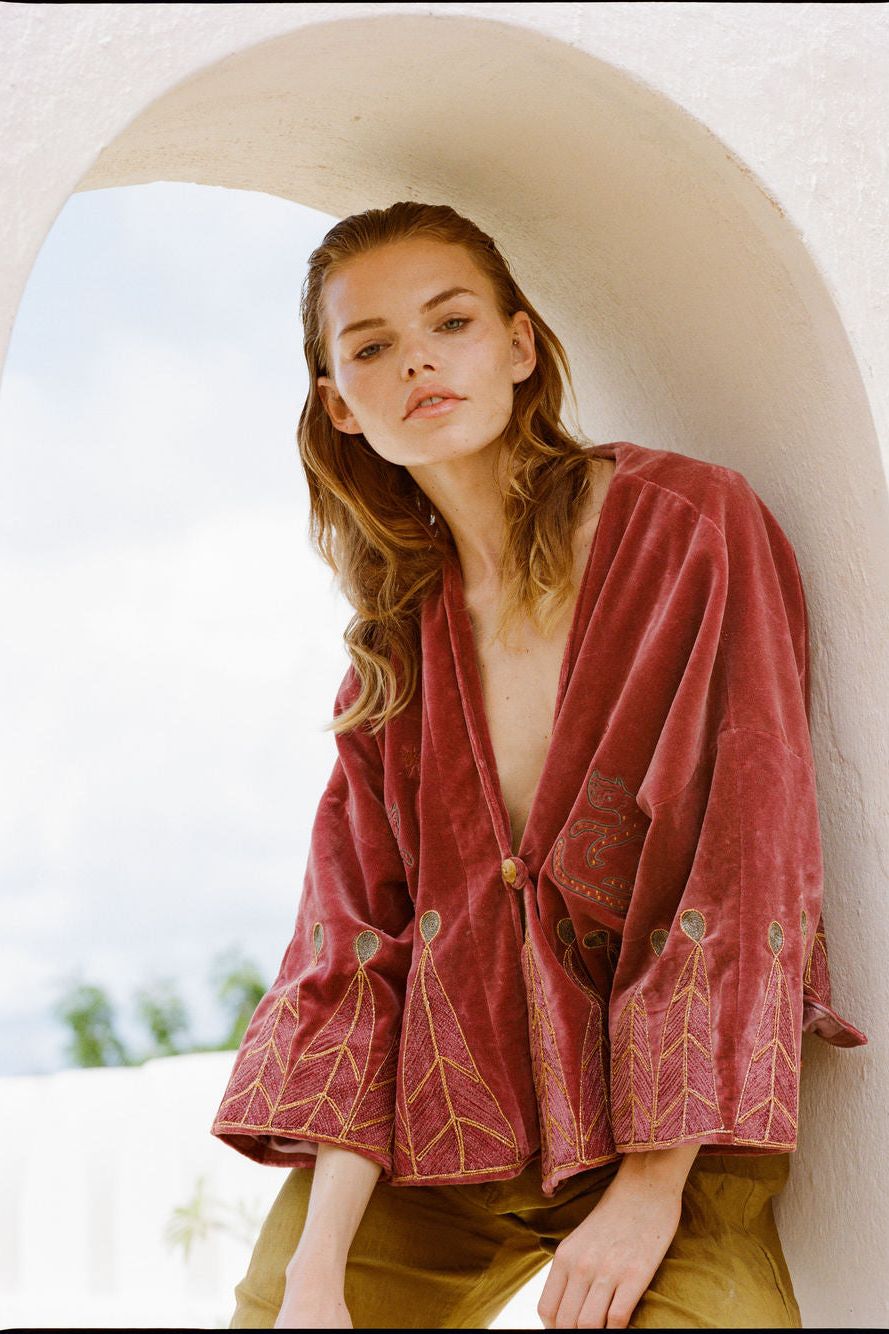 Vintage velvet caracal Jacket - Punch