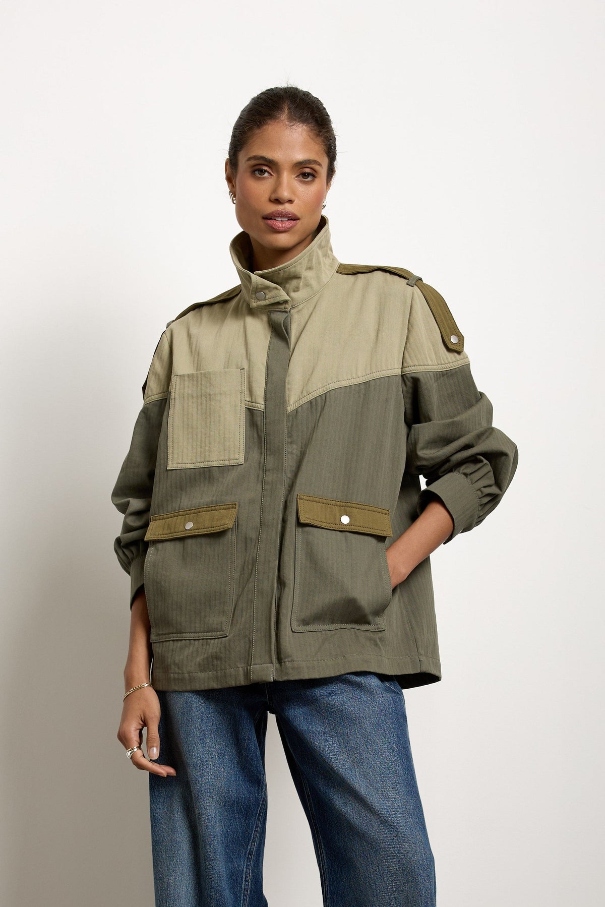 Bowie Jacket In Khaki - seventy + mochi
