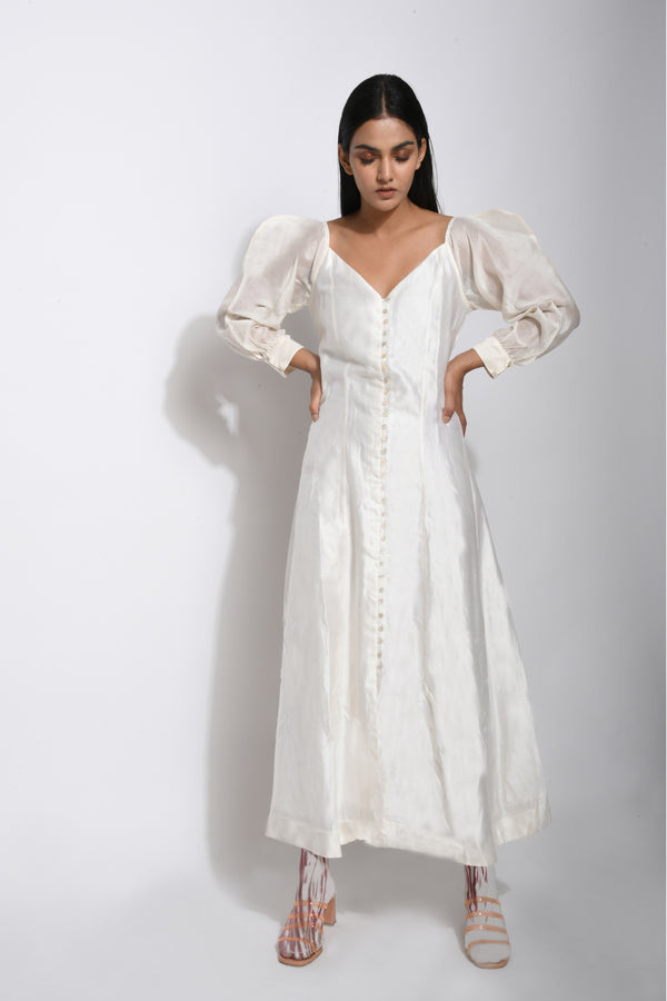 Pearl White Silk Dress