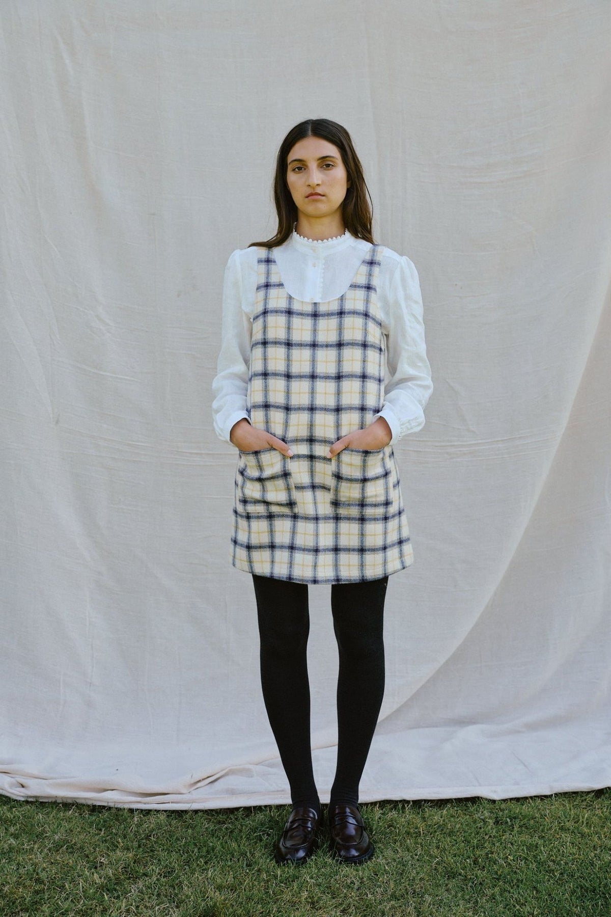 Penrith Mini Dress in Yolk Check