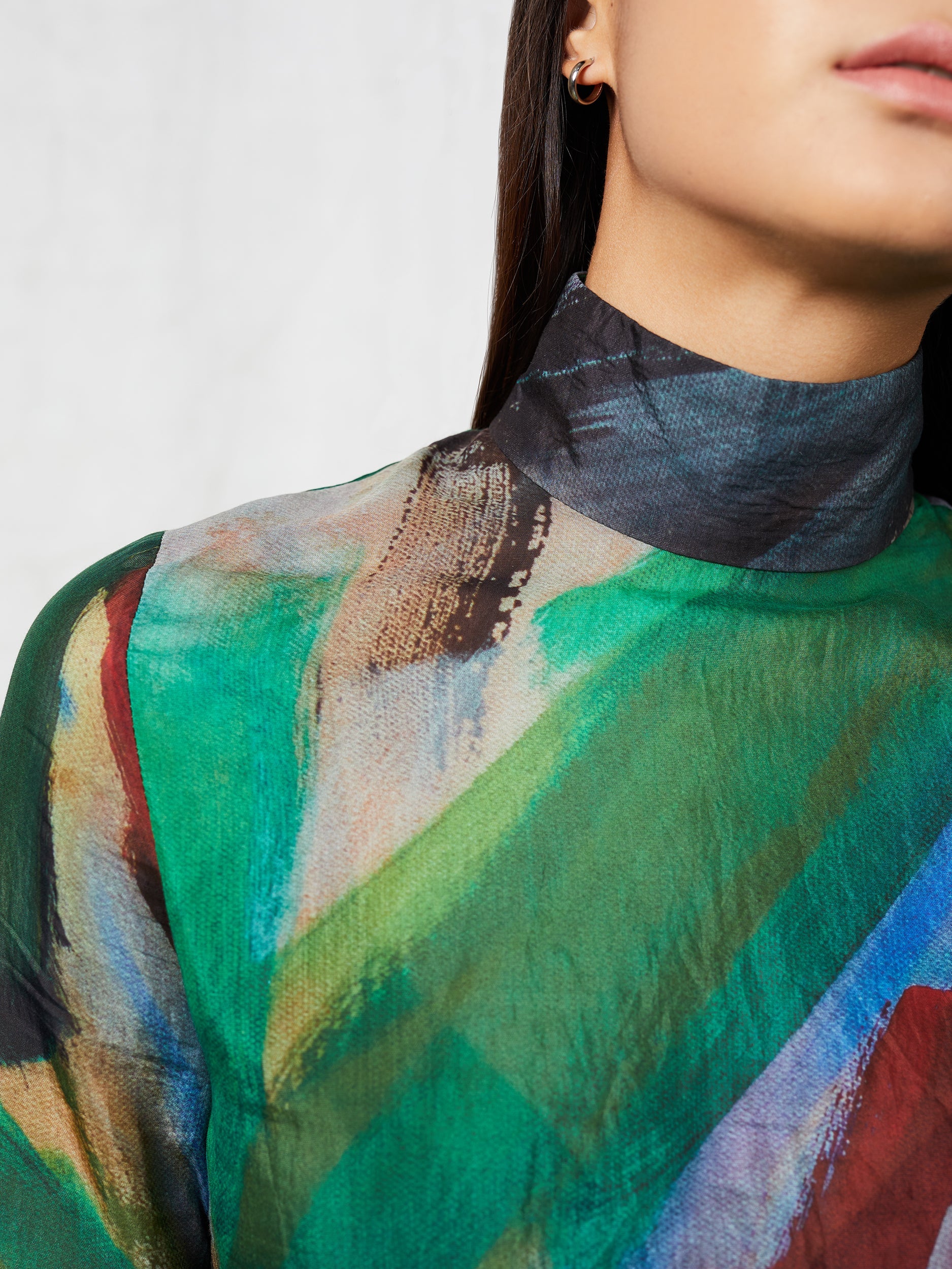 Pokhara Sheer Mock Neck Top