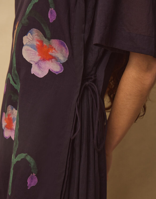 East Filipa Watercolour Floral Midi Dress Blue