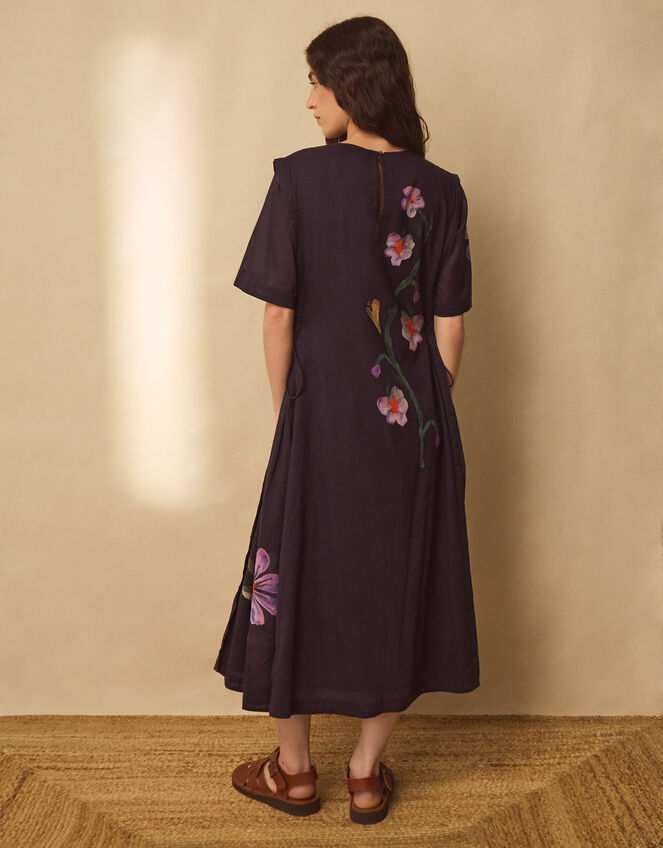 East Filipa Watercolour Floral Midi Dress Blue