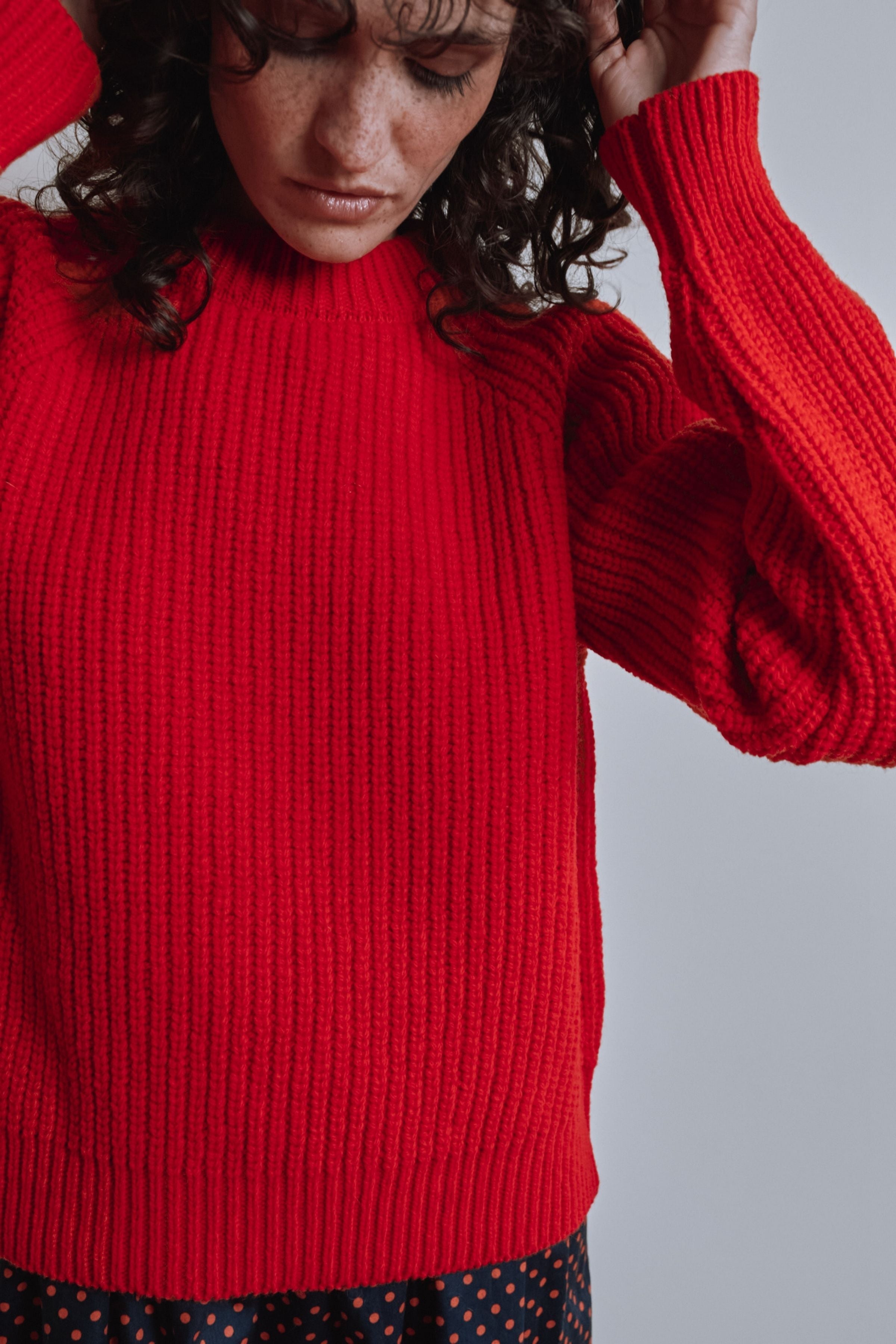 AGNÈS Raglan Sweater in Merino Wool - Red
