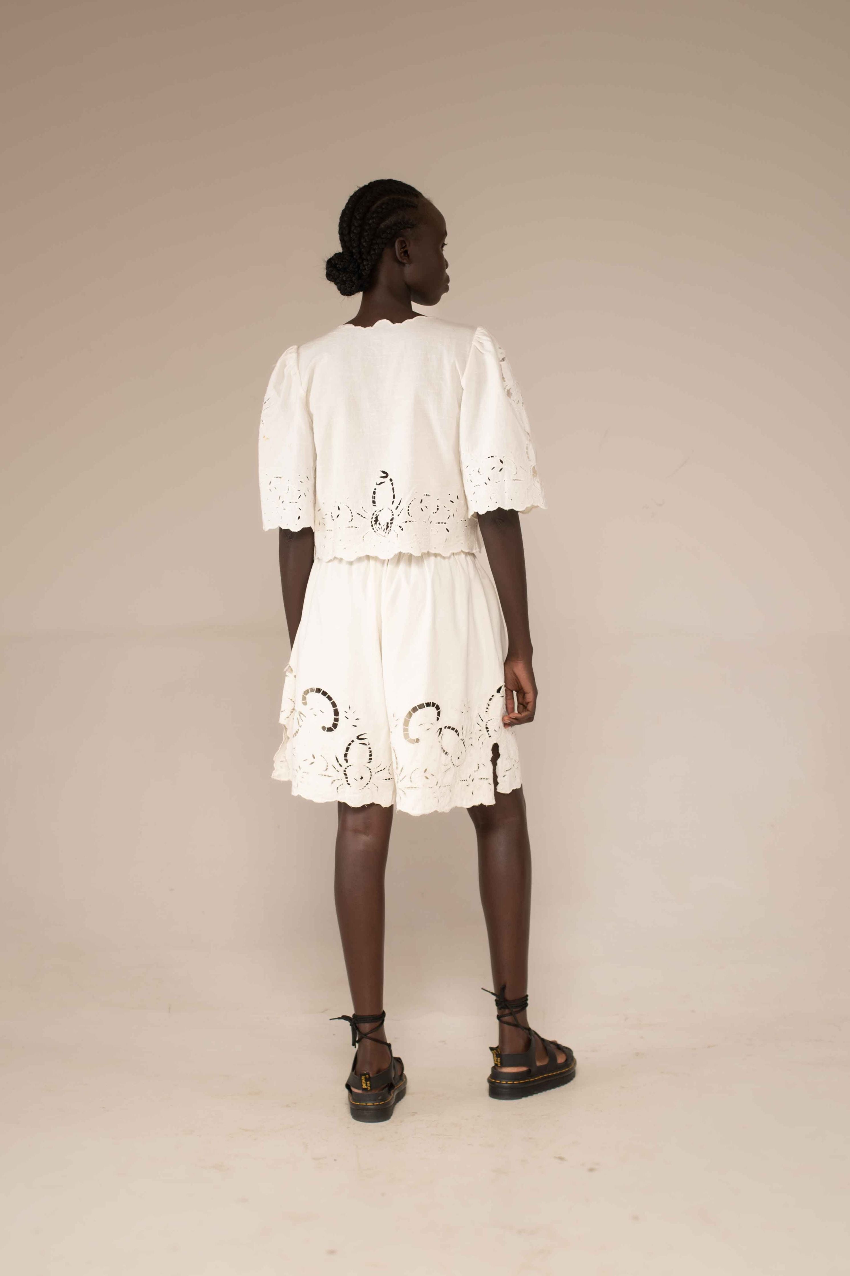 Sarabi Top - Crab cut out embroidery