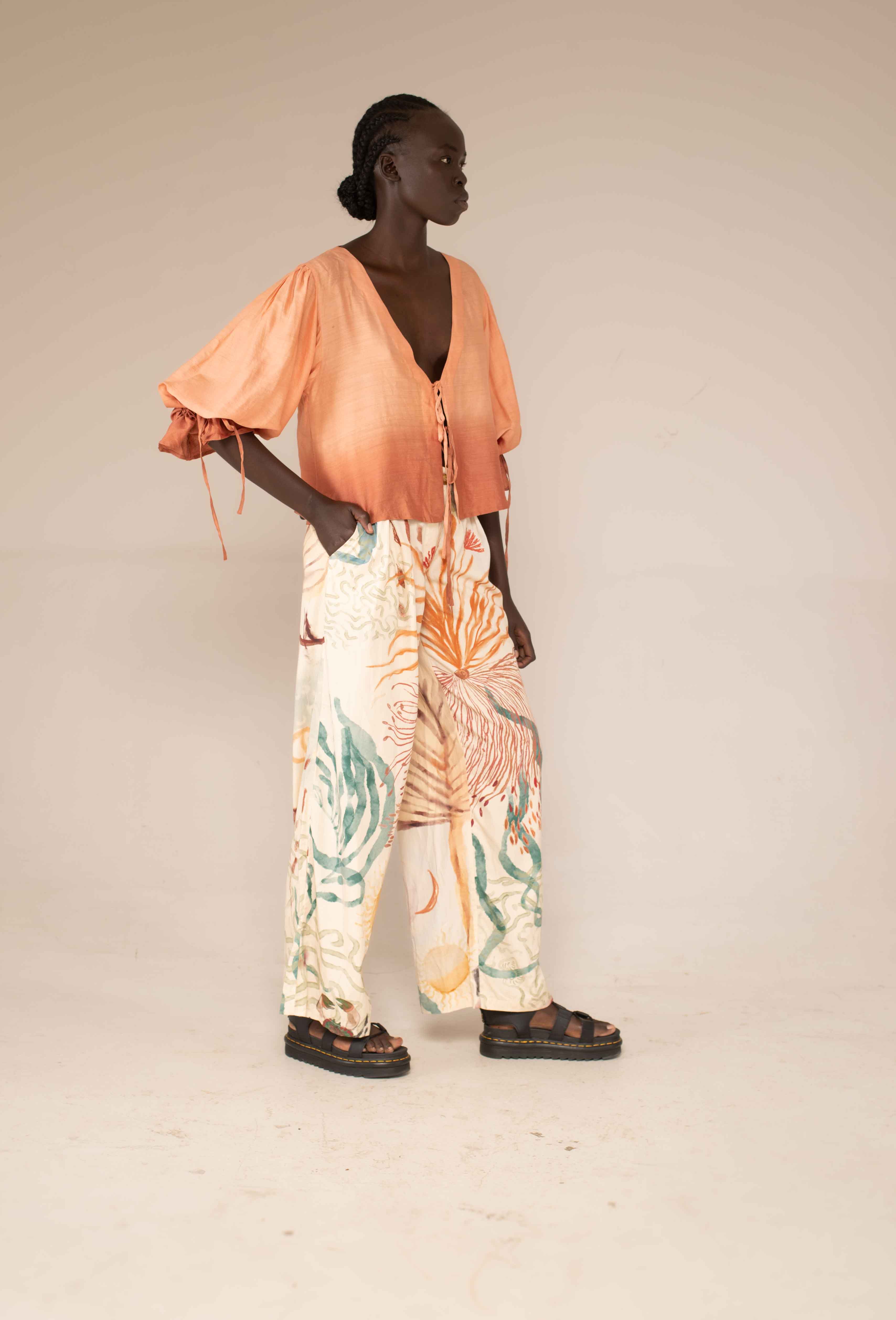 Tie front top - Sunset ombre