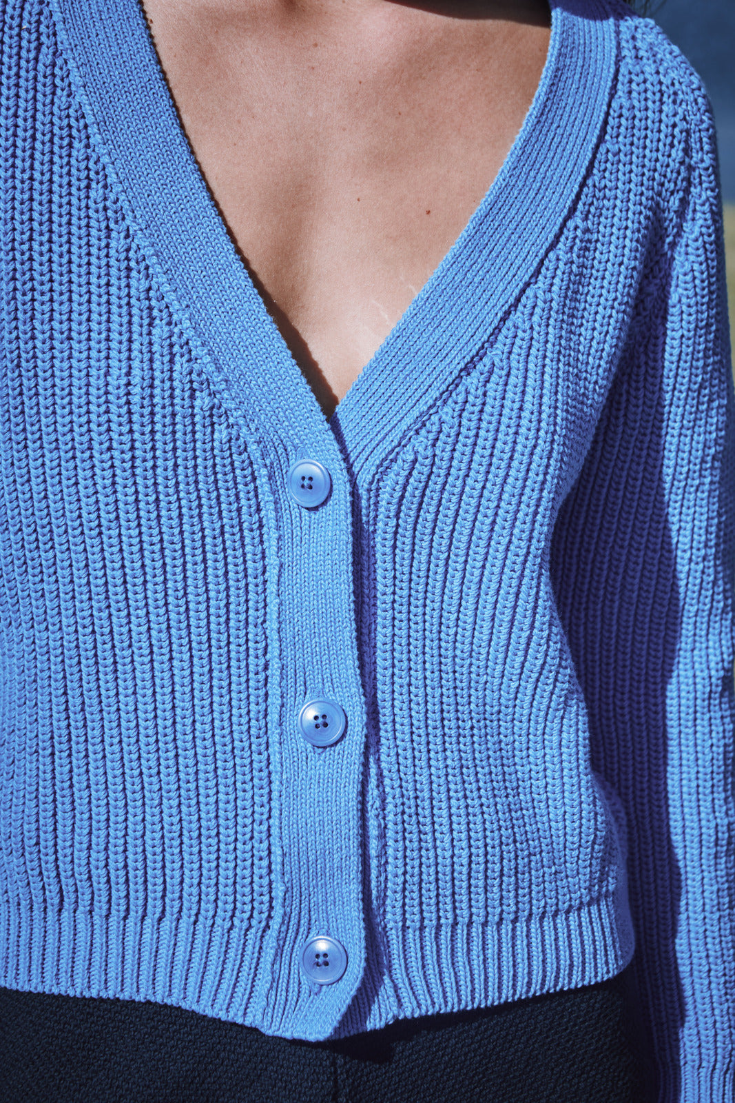 ANNA Cardigan in Cyan - 100% Organic Cotton - L'Envers
