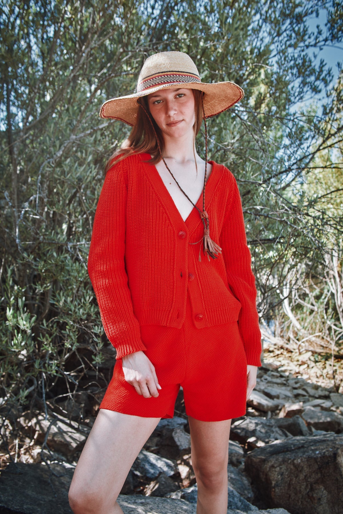 ANNA Cardigan in Red - 100% Organic Cotton - L'Envers