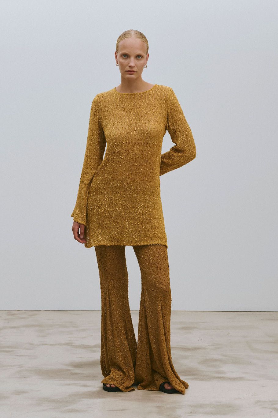 THE JAGGER FLARED TROUSERS - GOLD