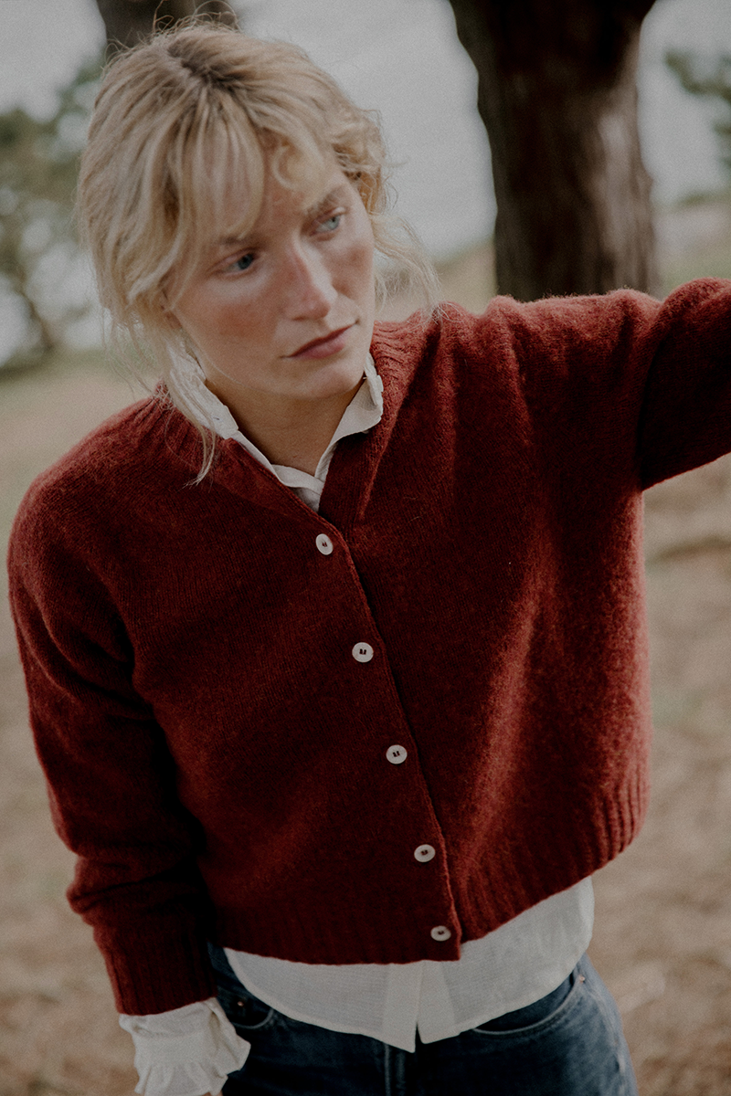 Ada Lambswool Cardigan Red Madder