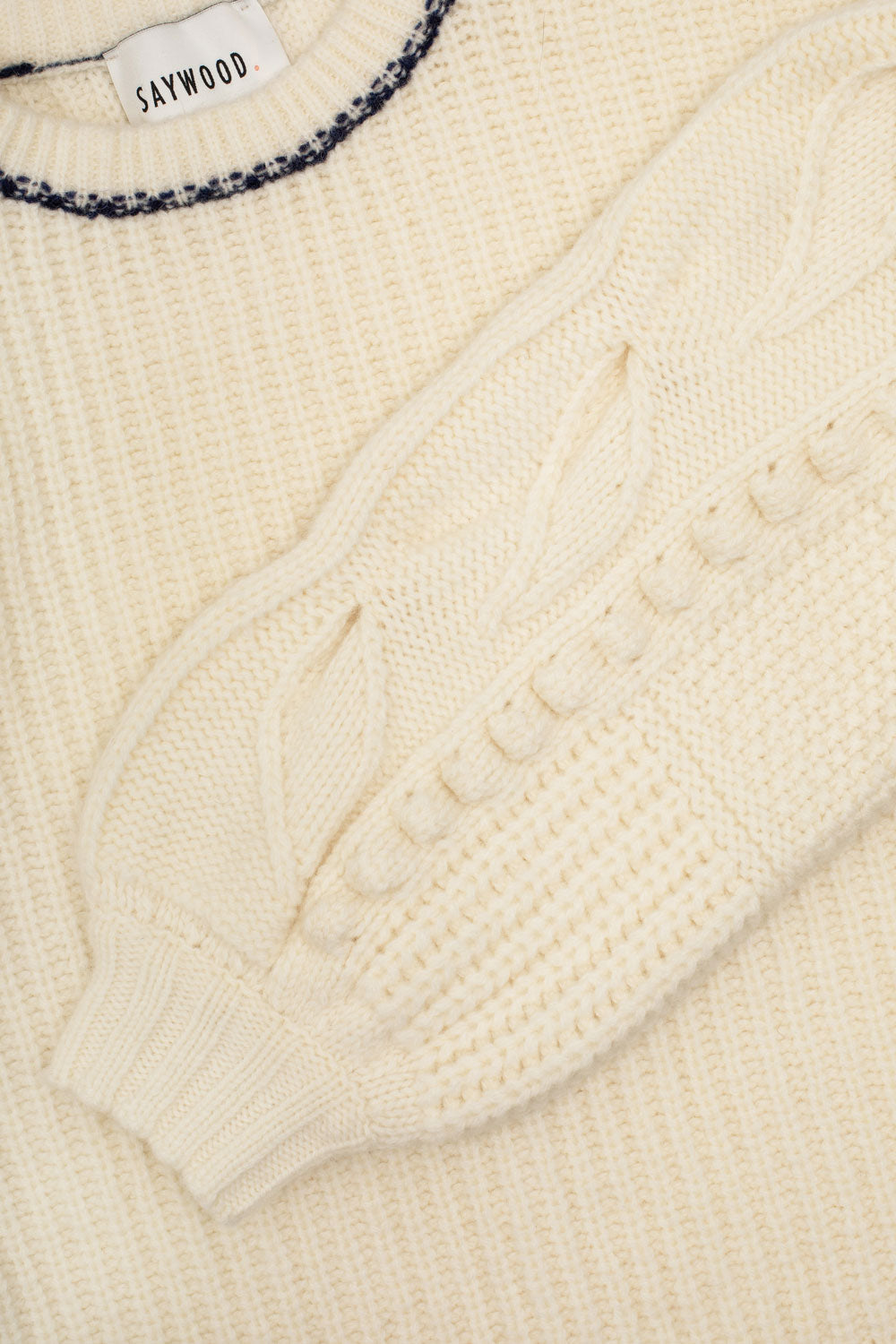 Adams Knitted Fishermans Rib Sweater, Cream
