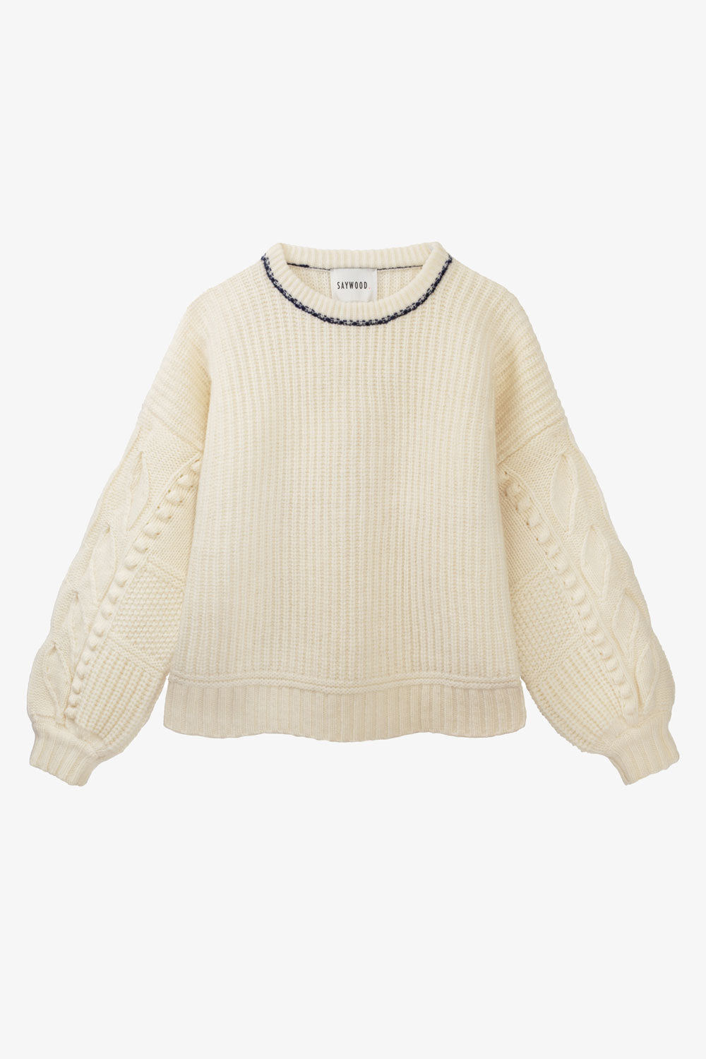 Adams Knitted Fishermans Rib Sweater, Cream