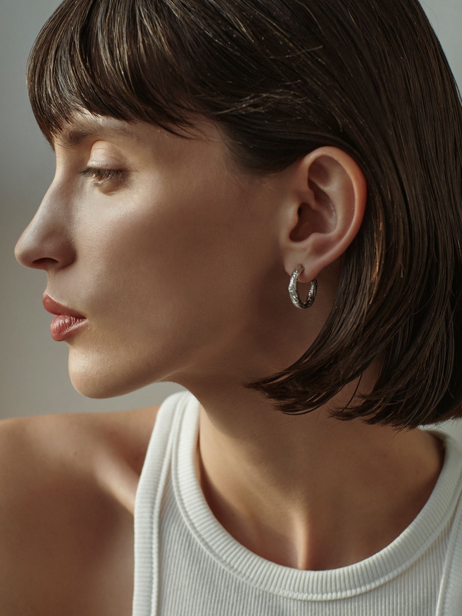 Archaic Small Hoop Earrings Silver