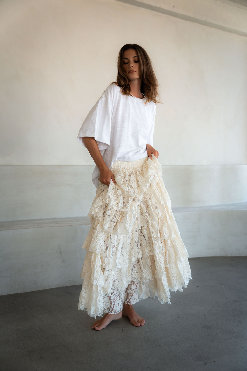 LACE UNTAMED SOUL SKIRT - NATURAL