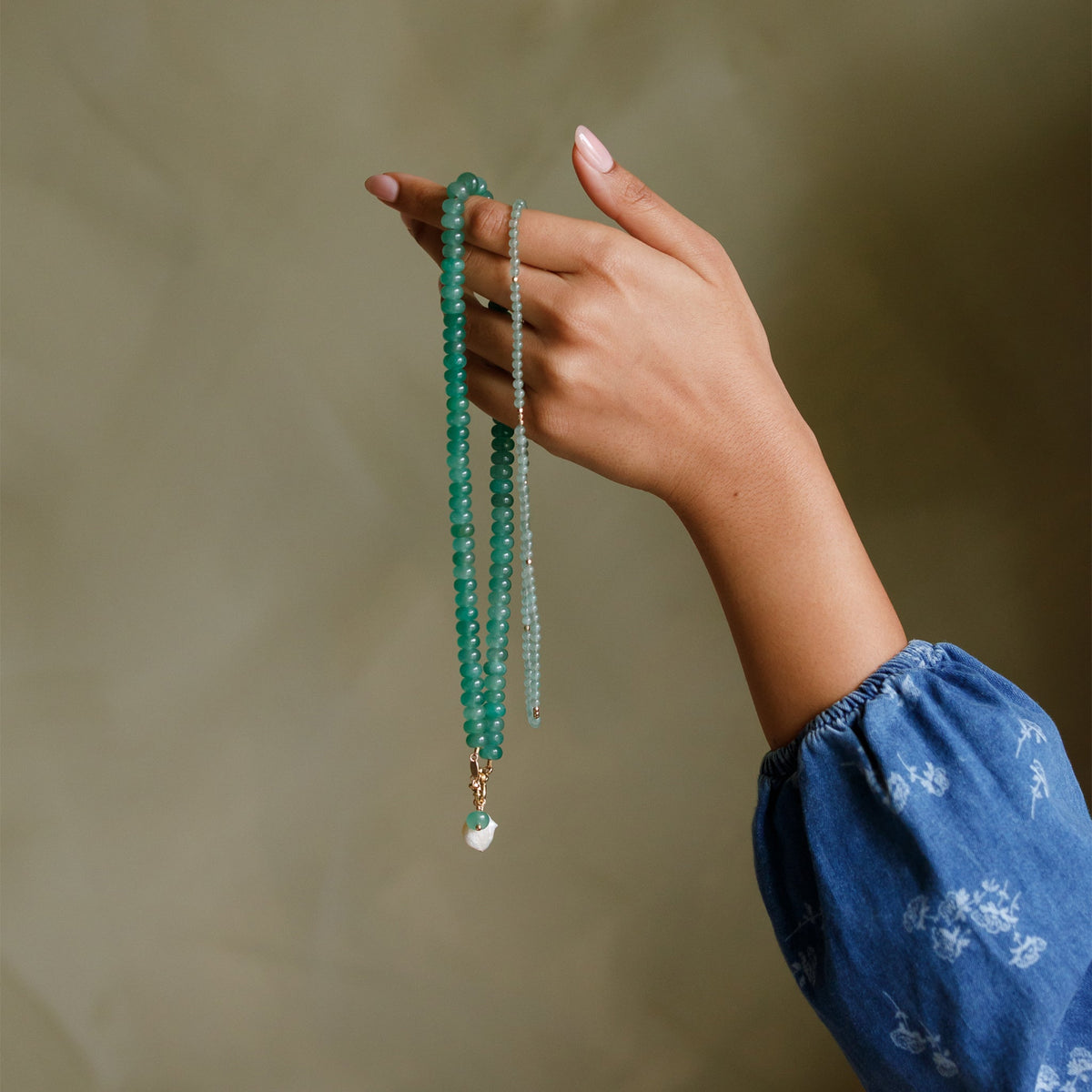 Oceanus Green Aventurine Beaded Necklace