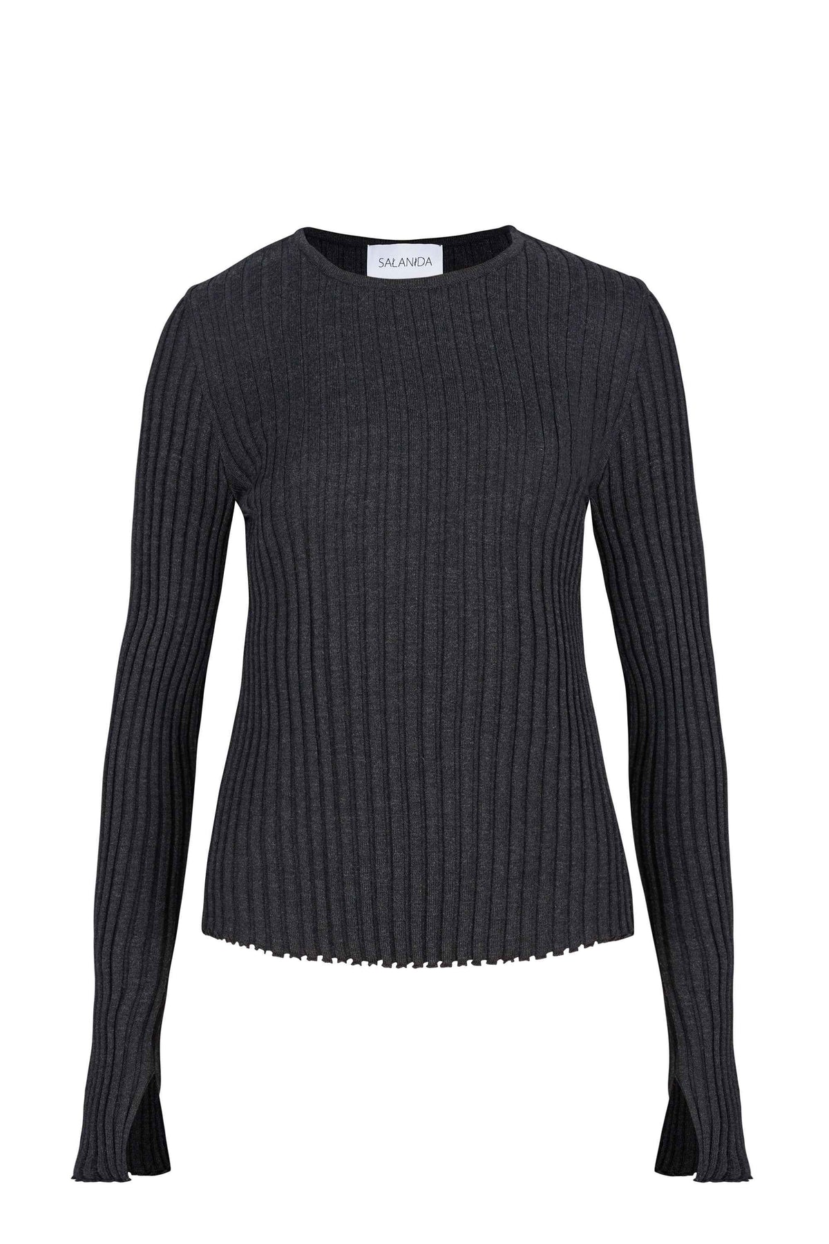 Brera 100% Merino Long-Sleeve Top Black Melange