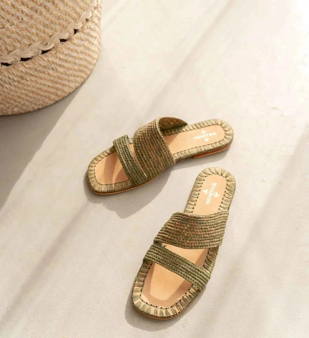 Zigza Green Mix, sustainable, sandals made from natural materials by Bulibasha
