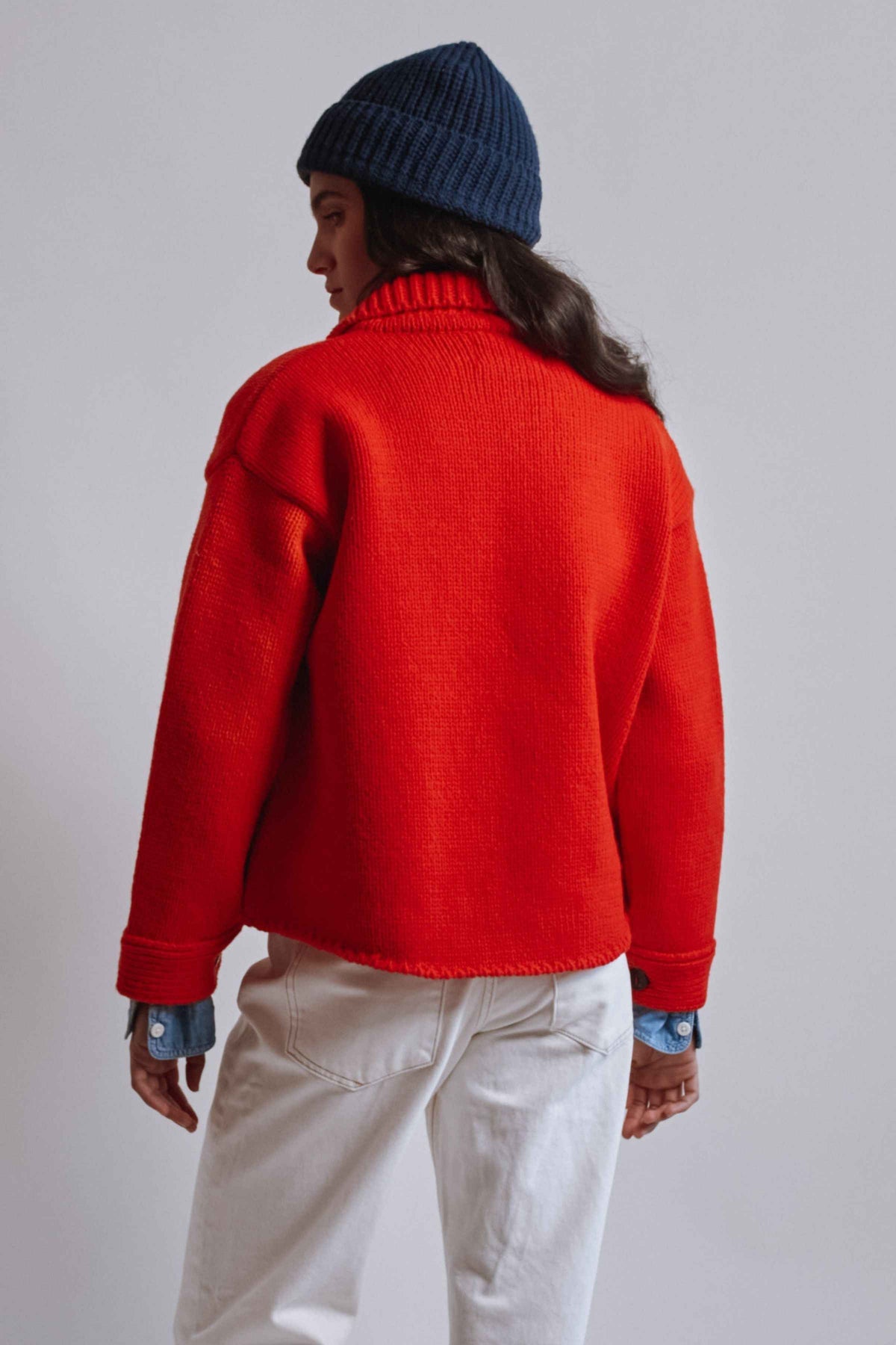 CALAMITY Knit Jacket in Merino Wool - Red