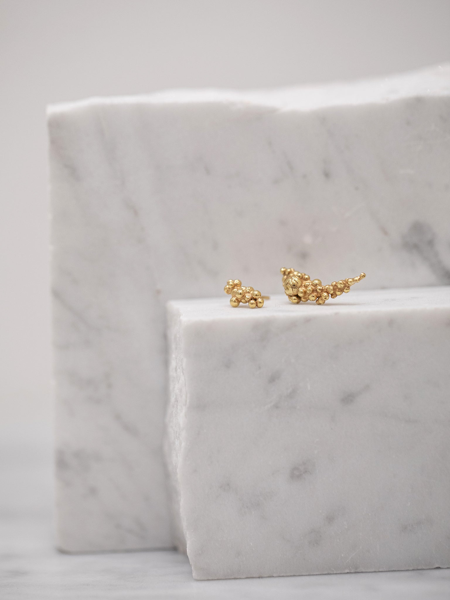 Céleste Deux Asymmetrical Stud Earrings Gold
