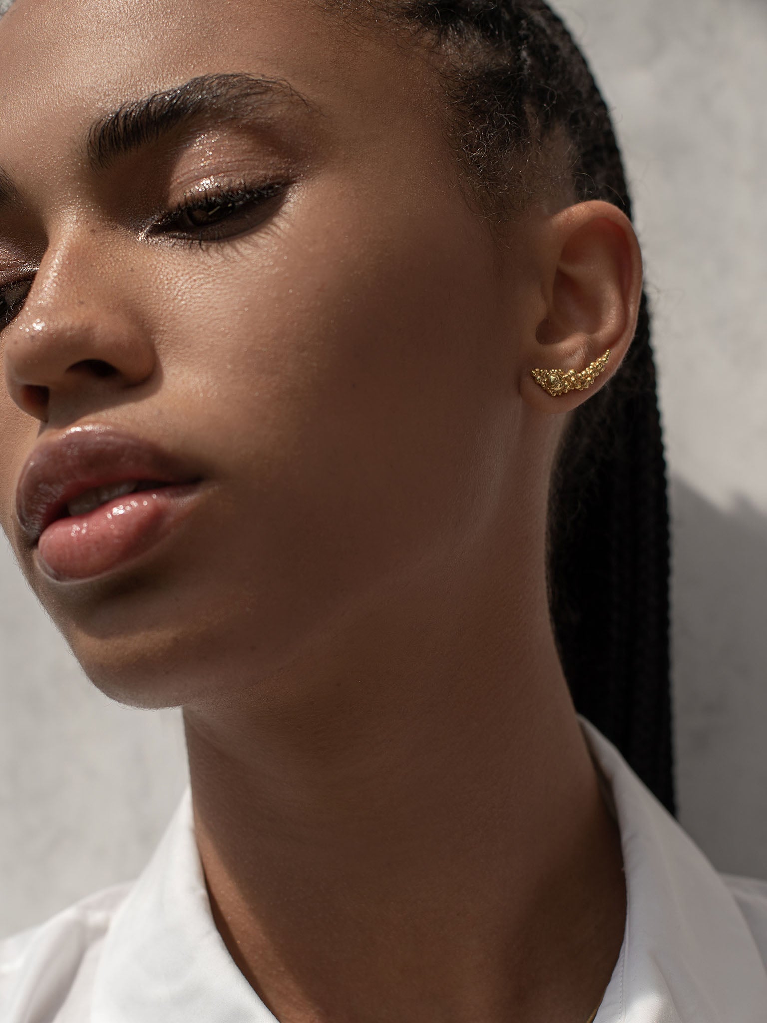 Céleste Deux Asymmetrical Stud Earrings Gold