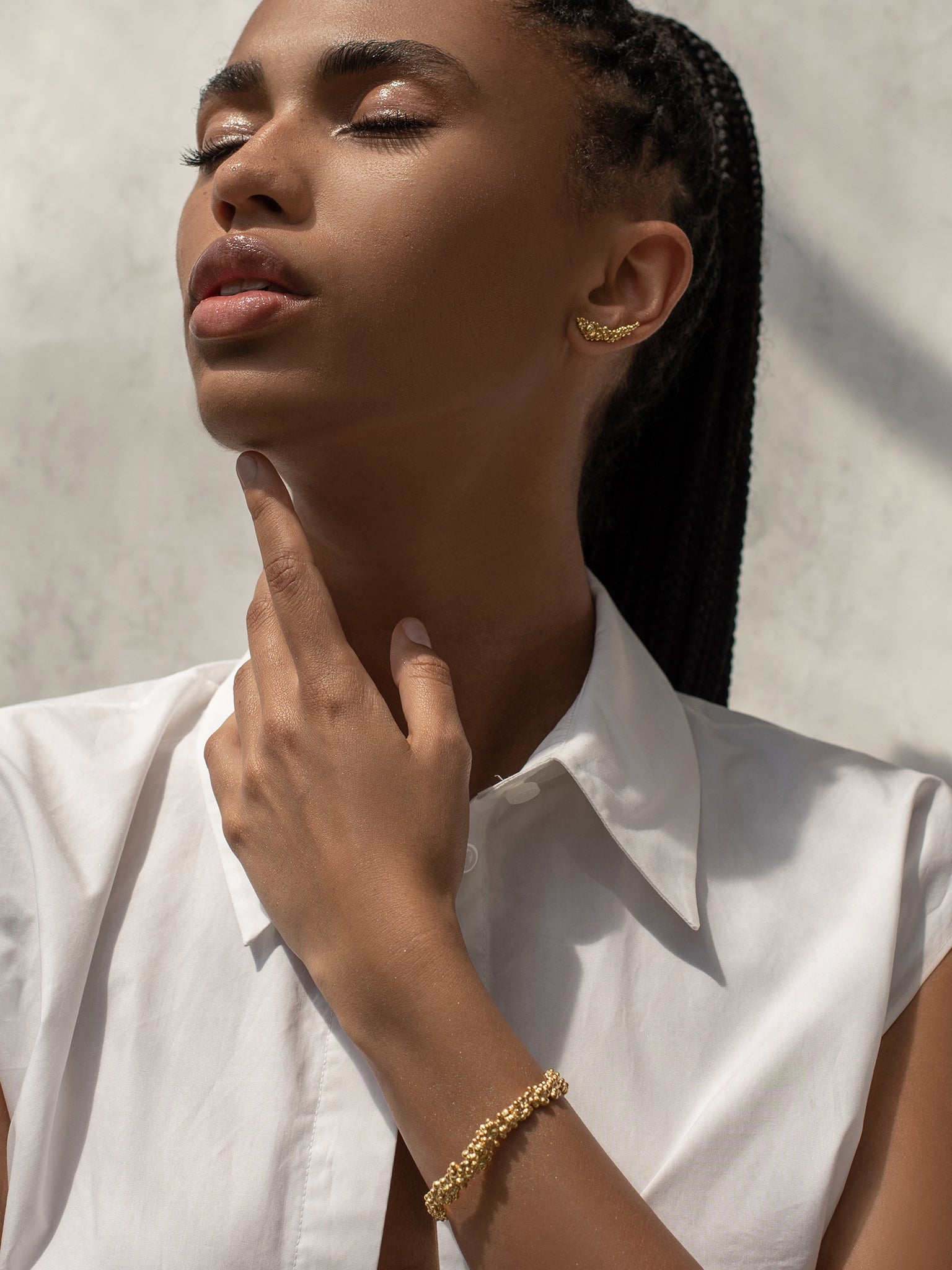 Céleste Deux Asymmetrical Stud Earrings Gold