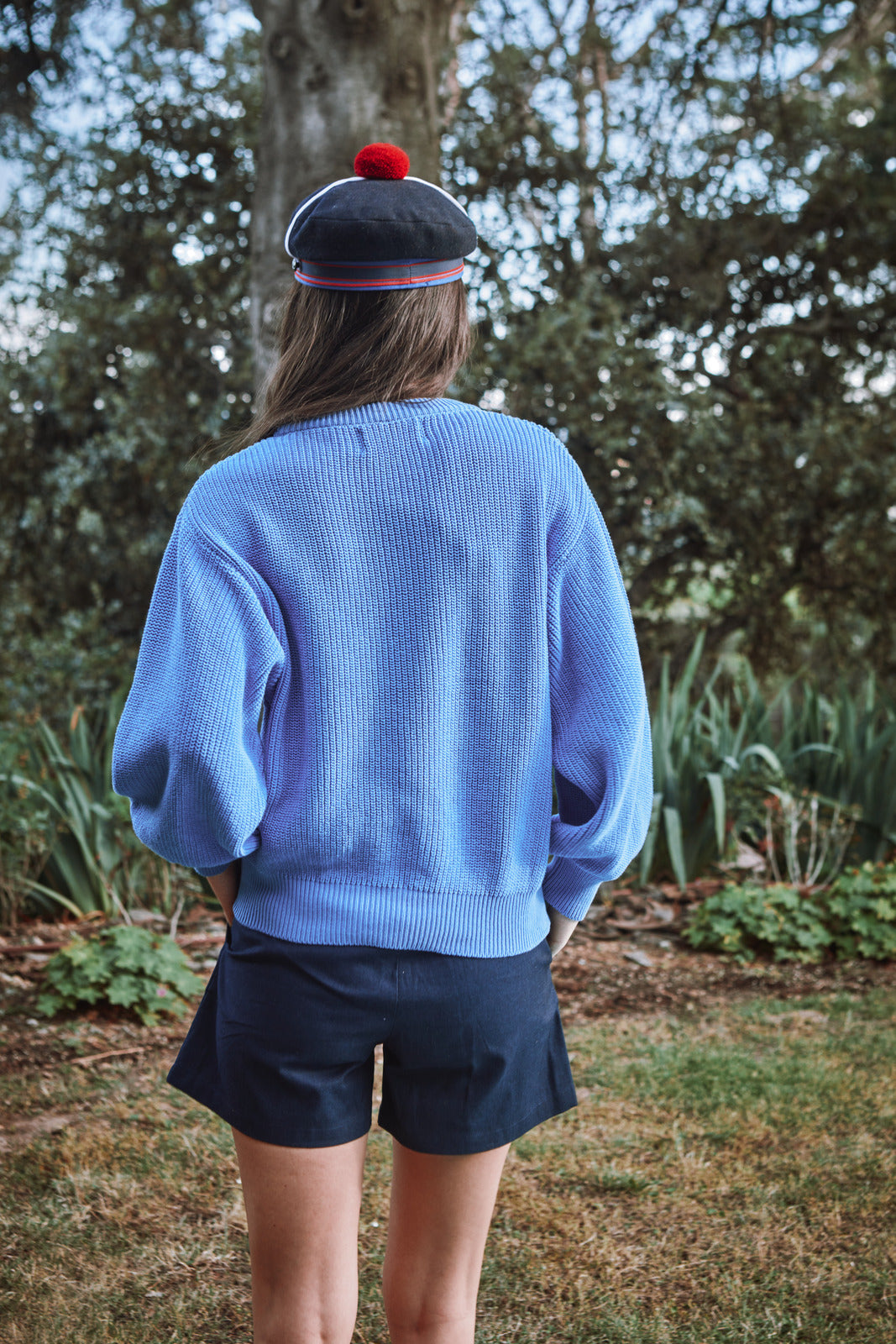 CLEMENTINE Batwing Sweater in Organic Cotton - Cyan Blue