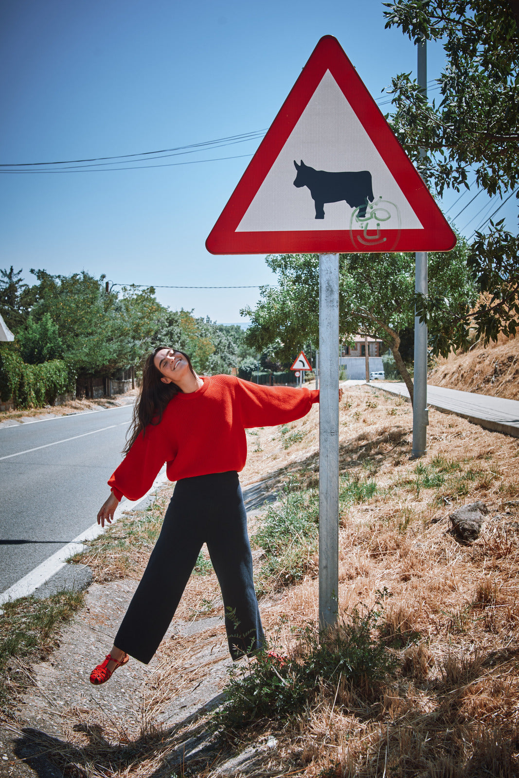 CLEMENTINE Batwing Sweater in Organic Cotton - Red