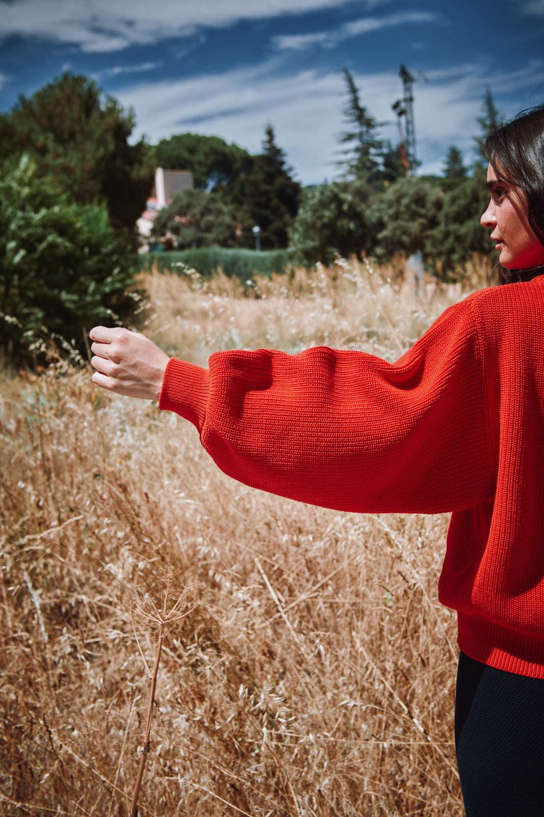 CLEMENTINE Batwing Sweater in Organic Cotton - Red