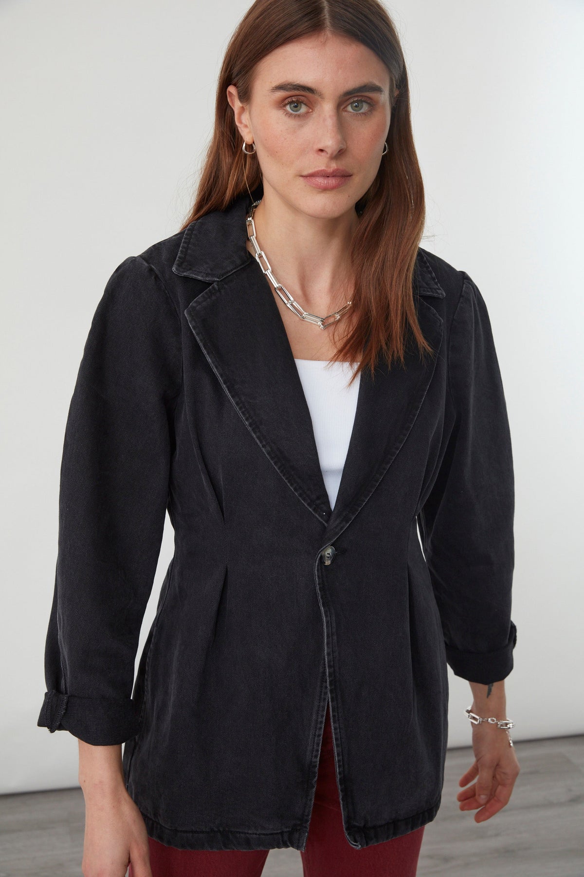 Bette Tailored Denim Jacket in Fairbanks - seventy + mochi