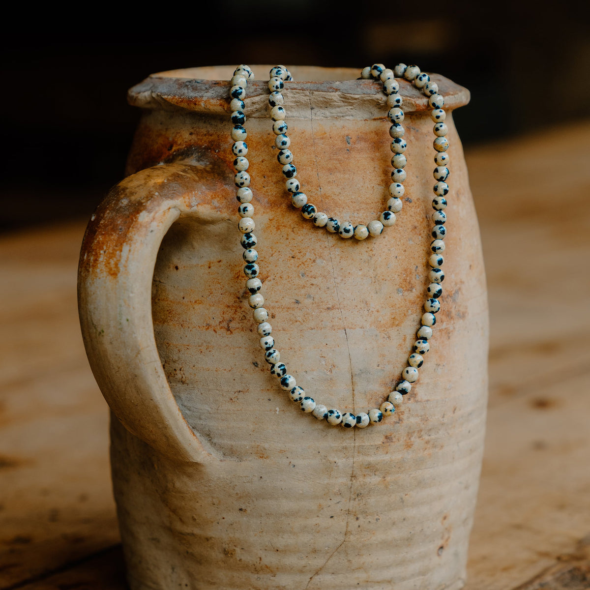 Dalmatian Jasper Āina Beaded Necklace
