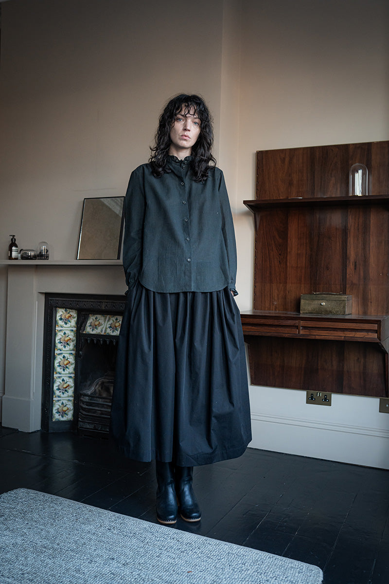 Tina Gathered Midi Skirt Black