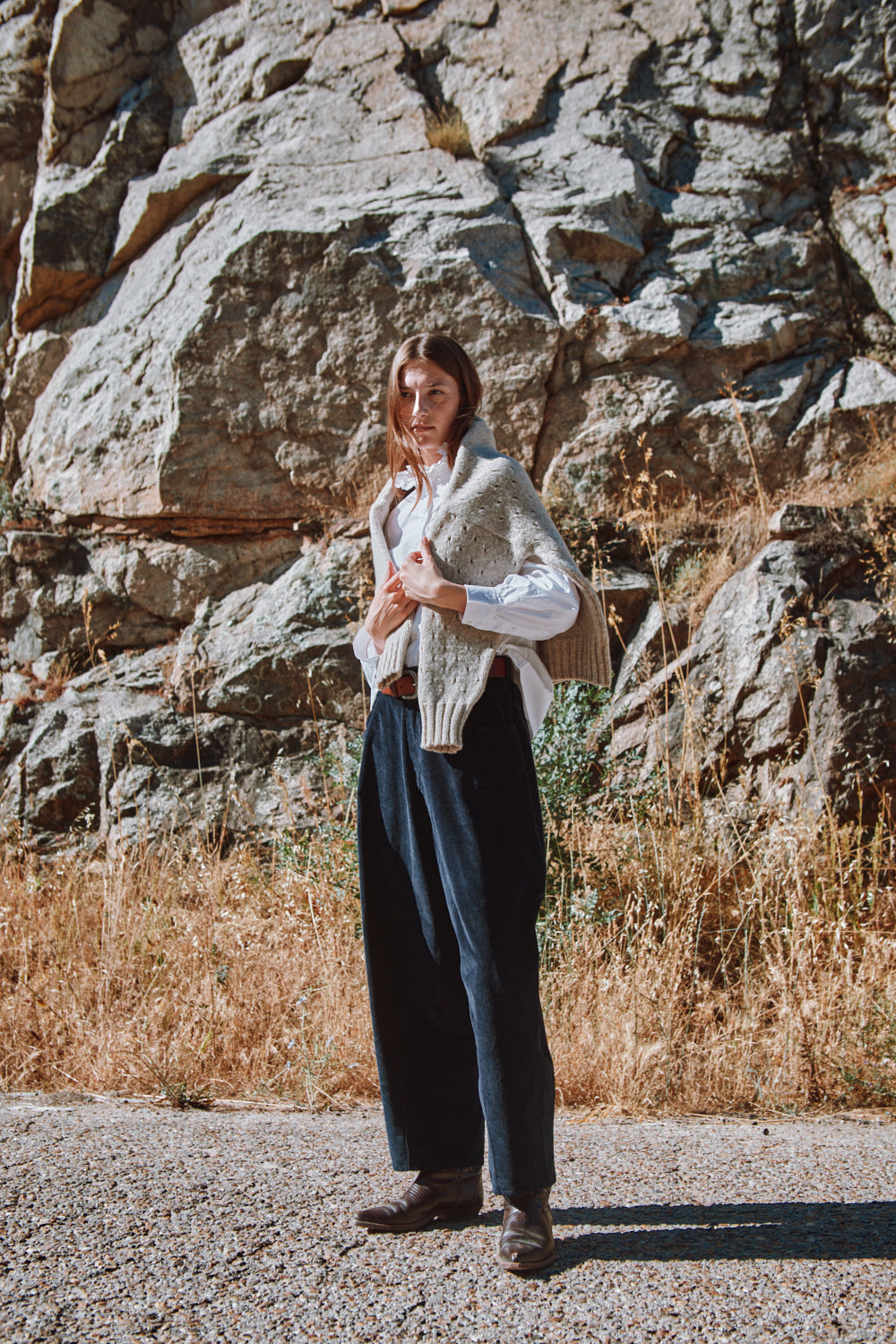 FAUSTINE Open-Weave Sweater in Merino Wool - Beige