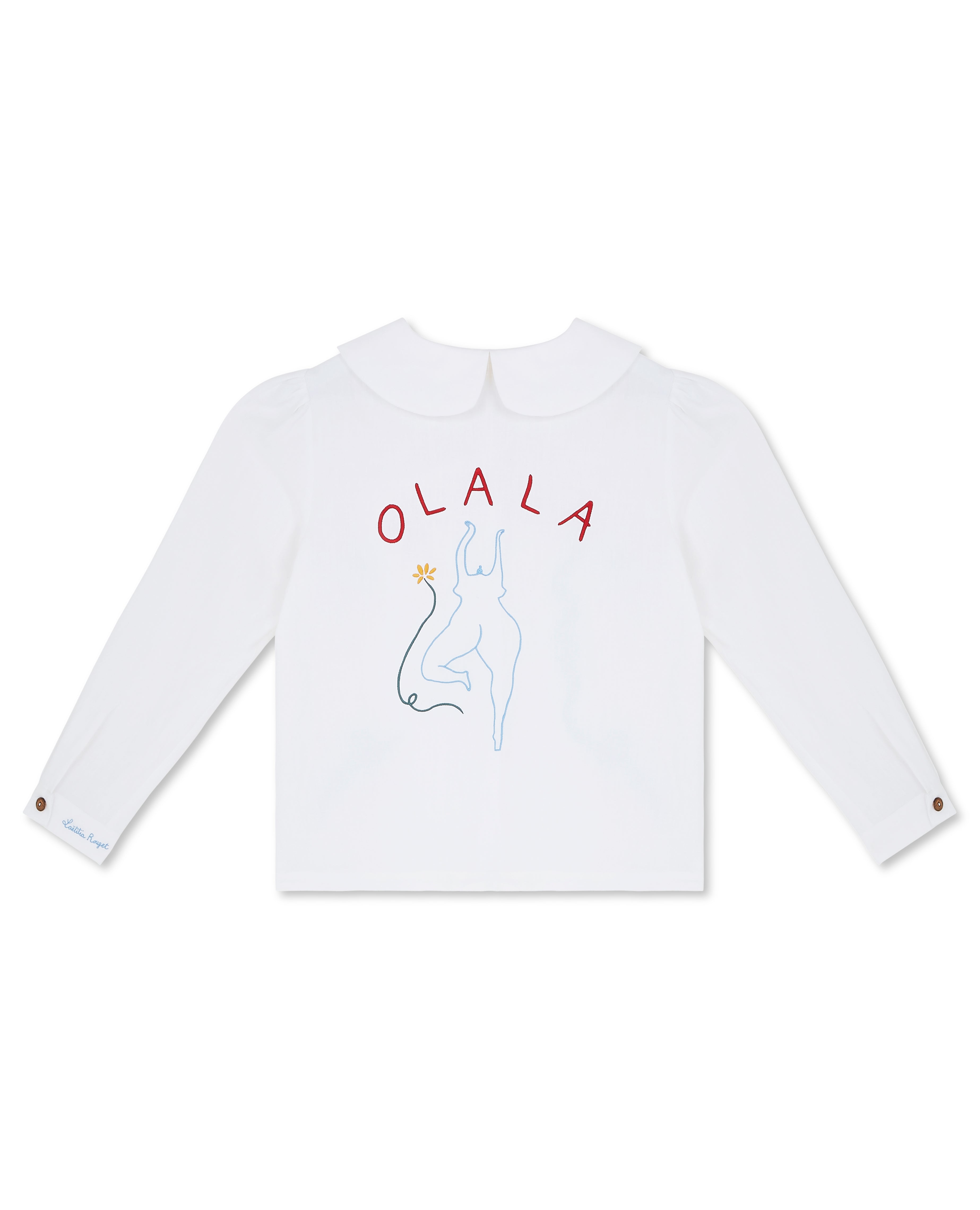 OLALA Embroidered Claudine Linen Blouse - White x Laetitia Rouget - Delivery from mid June 2026