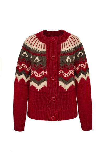 Fleetwood Cardigan in Moss with Ecru & Peat main image 0