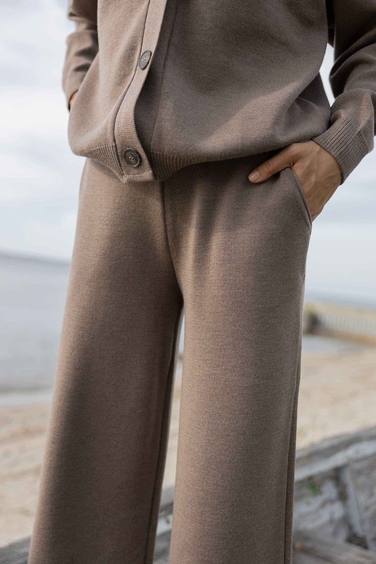 Bene 100% Merino Wide Pants Taupe