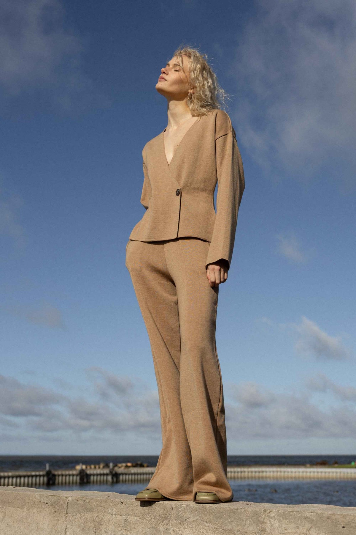 Bene 100% Merino Wide Pants Beige