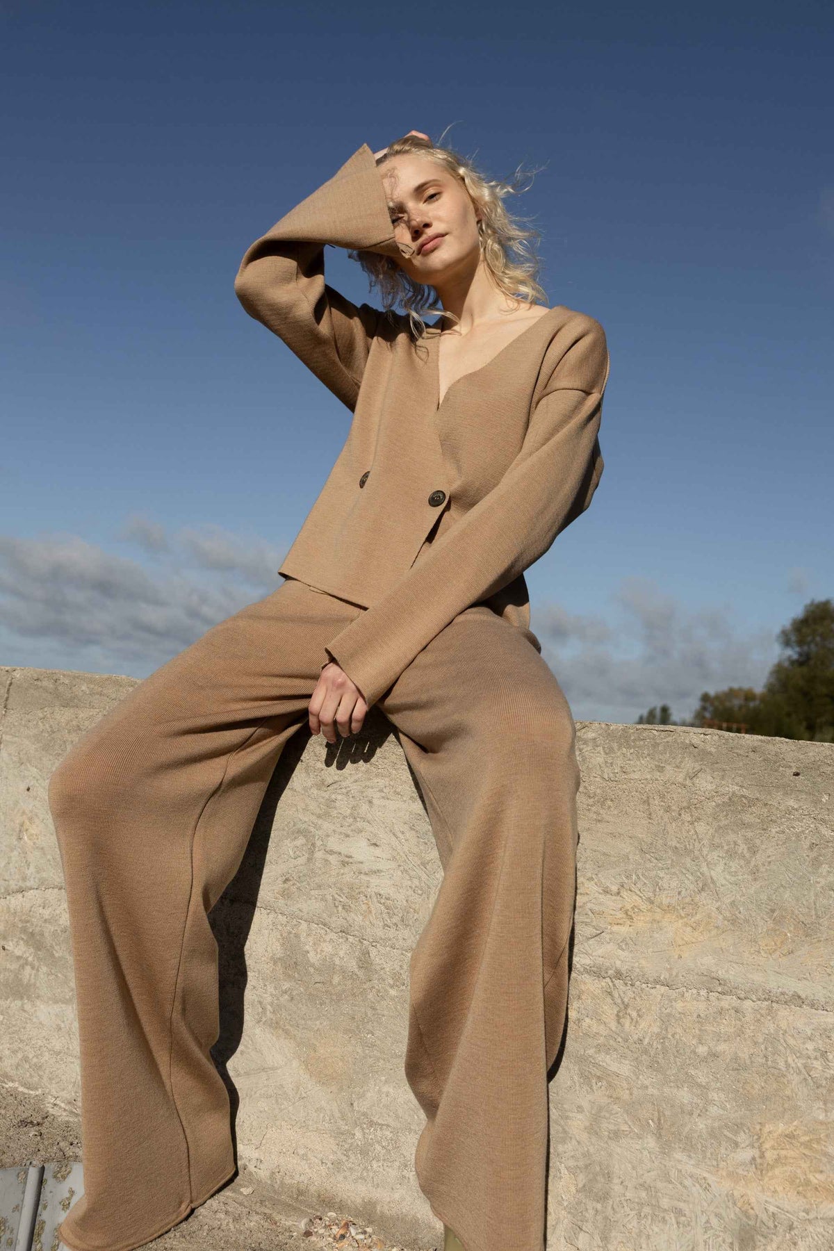 Bene 100% Merino Wide Pants Beige