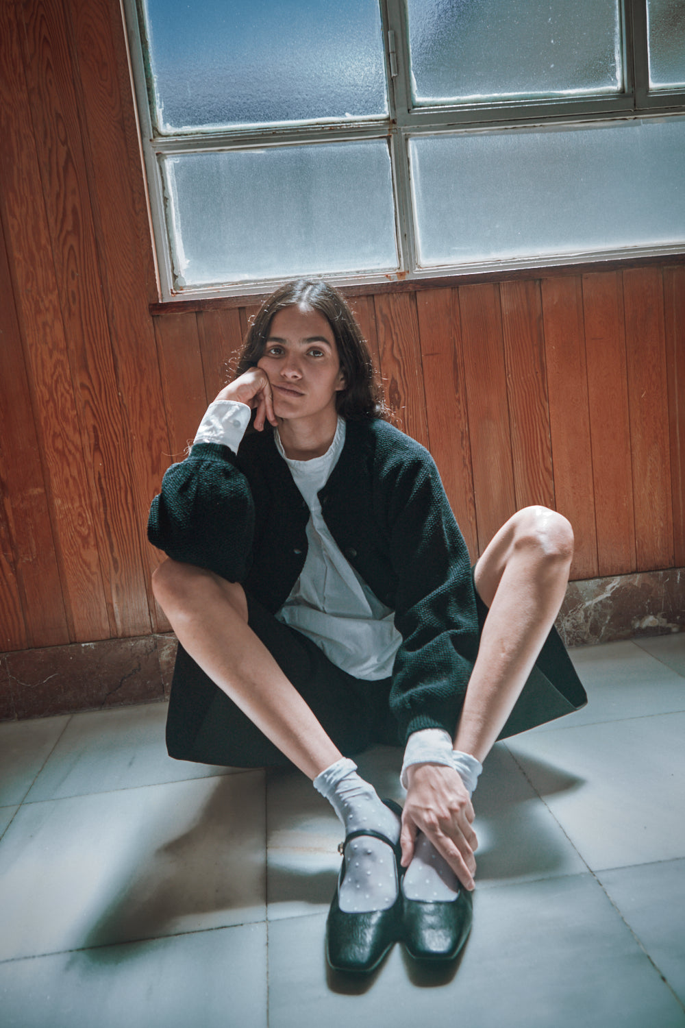 GABY Balloon-Sleeve Cardigan in Merino Wool - Black