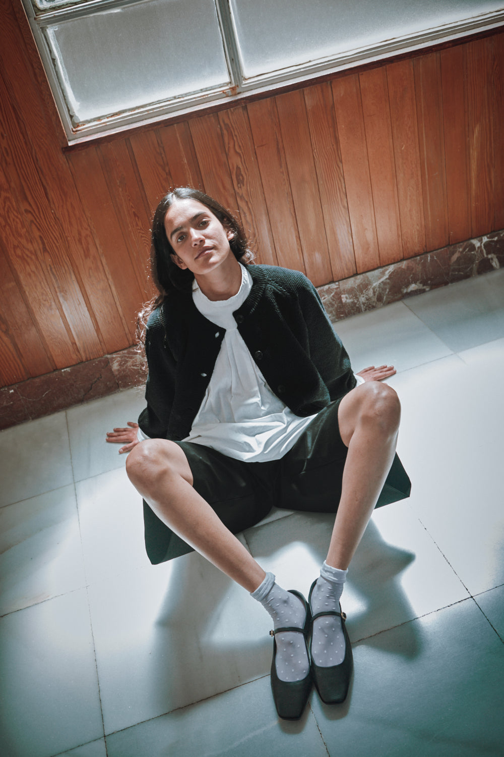 GABY Balloon-Sleeve Cardigan in Merino Wool - Black