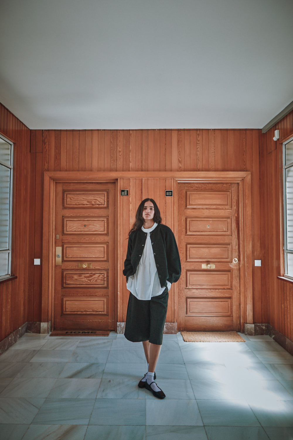 GABY Balloon-Sleeve Cardigan in Merino Wool - Black