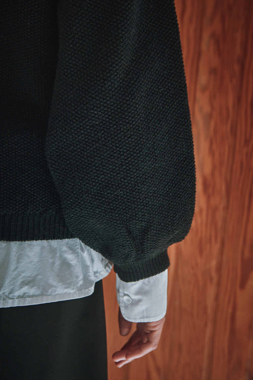 GABY Balloon-Sleeve Cardigan in Merino Wool - Black