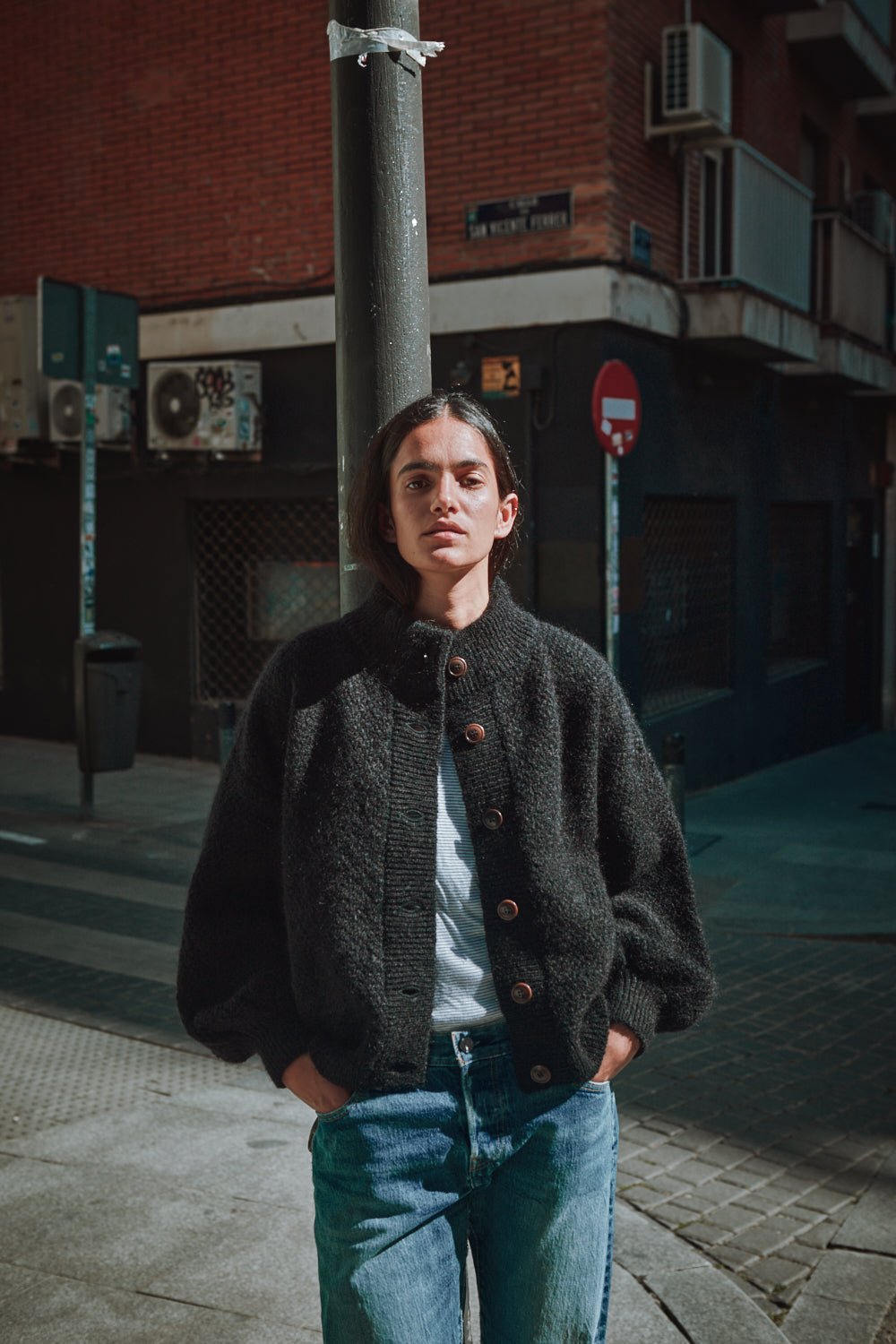 GEORGE High-Neck Cardigan Jacket in Black - Natural Merino-Mohair Wool - L'Envers