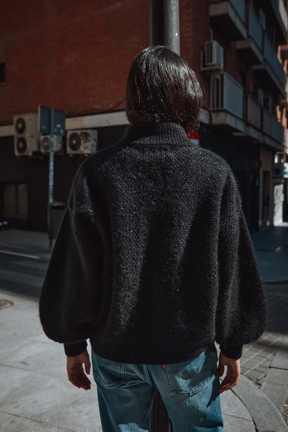 GEORGE High-Neck Cardigan Jacket in Merino-Mohair Wool - Black