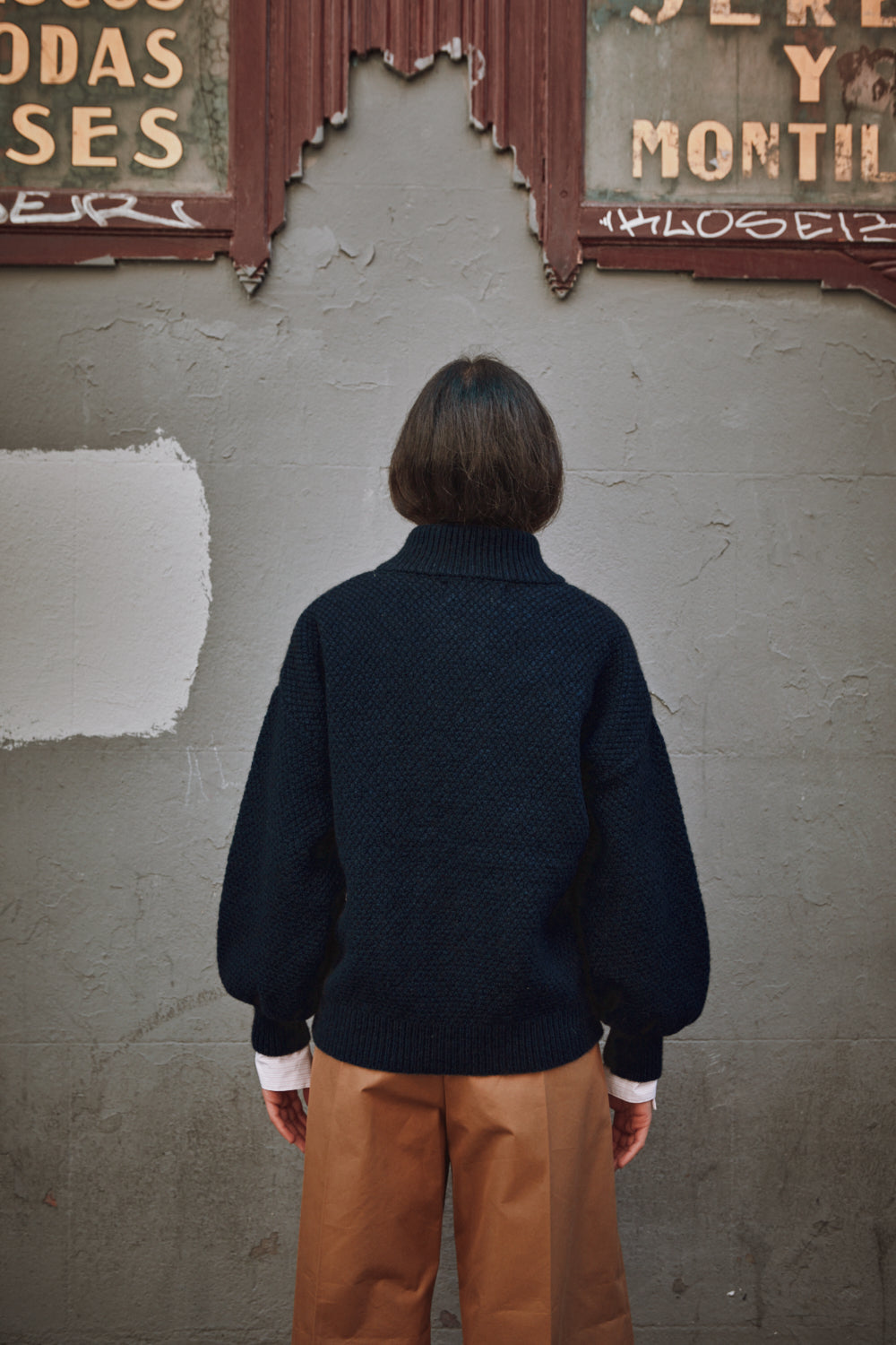 GEORGE High-Neck Cardigan Jacket in Yak-Merino Wool - Midnight Blue