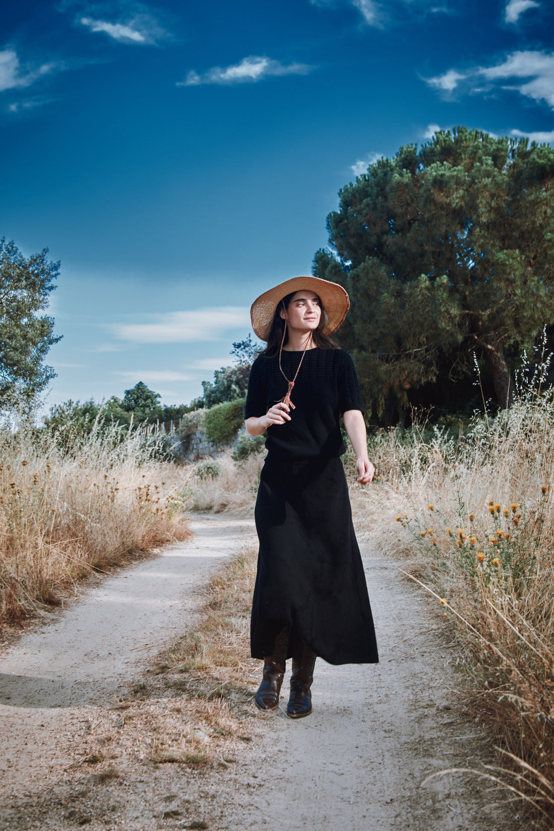 GILDA Long Skirt in Organic Cotton - Black