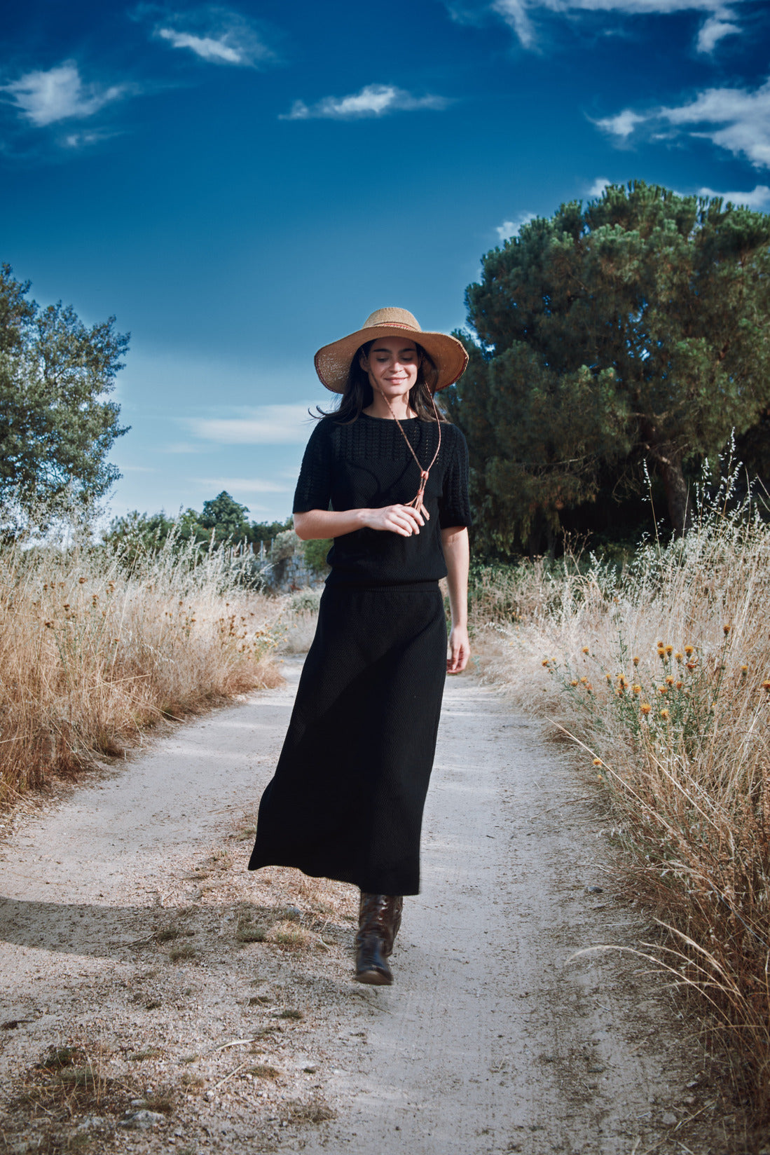 GILDA Long Skirt in Organic Cotton - Black