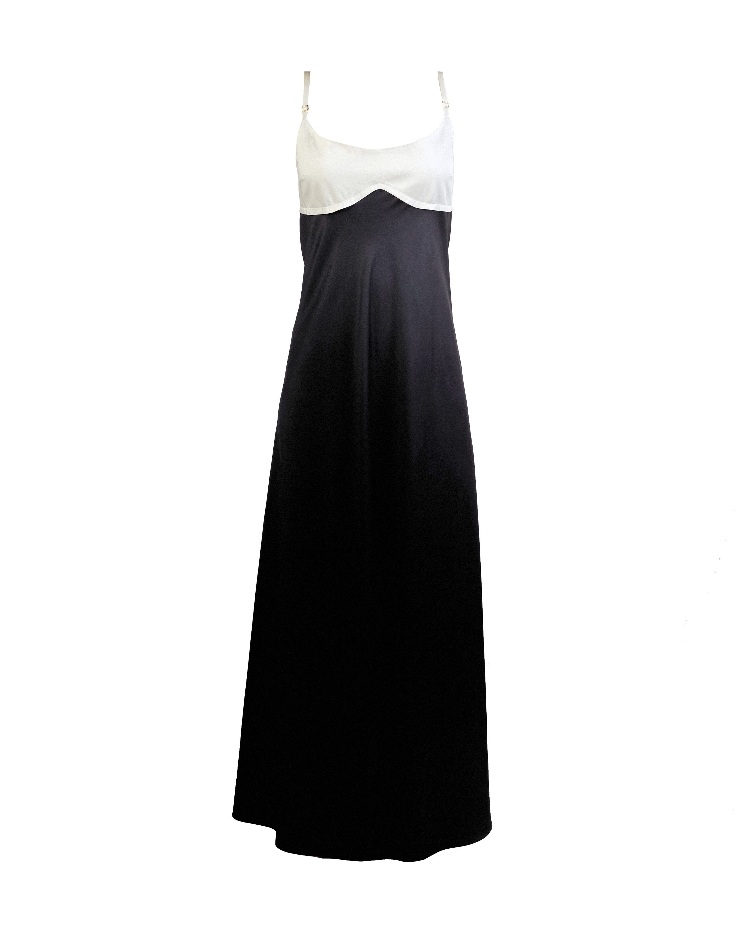 Persephone Bodice Maxi Dress in Blanc/Noir