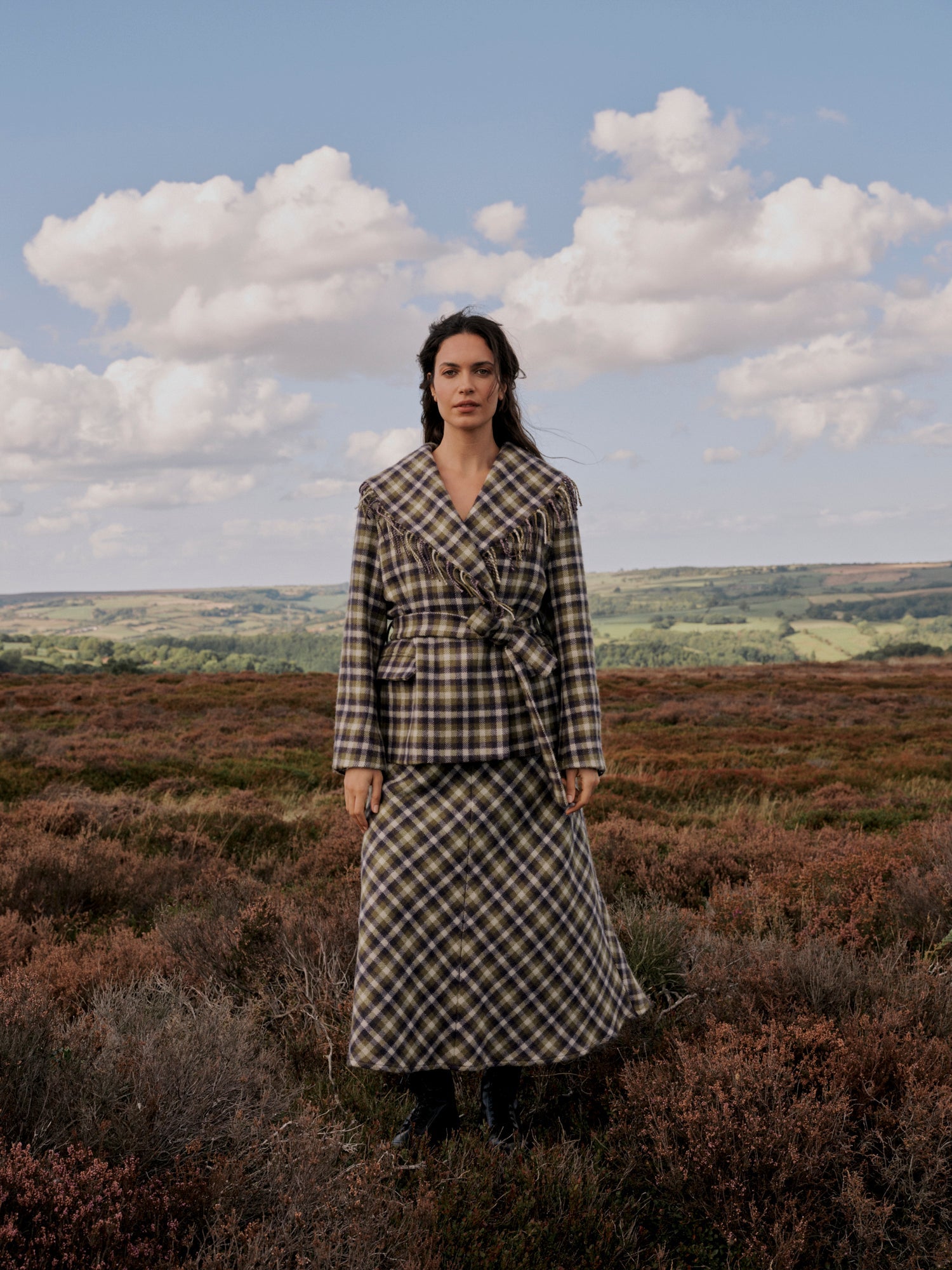 Penrith Midi Skirt in Forest Tartan