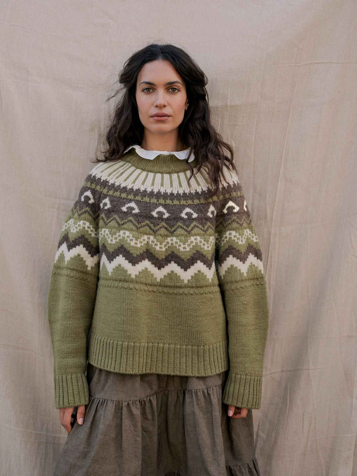 Fleetwood Jumper in Moss with Ecru & Peat